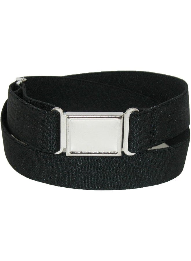 CTM Plus Size Elastic Belt with Magnetic No Show Flat Buckle, Black - Image 4