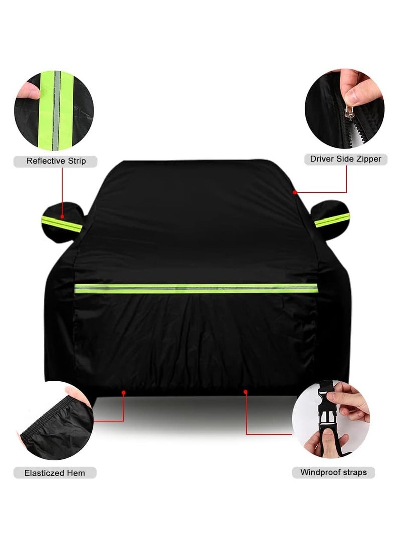 Zipporah All Weather Protection Car Cover for Jeep Wrangler JK/JL (2007-2024), Waterproof Coating with Reflectors, Soft Interior Lint Layer and Zipper (Black)  - Image 4
