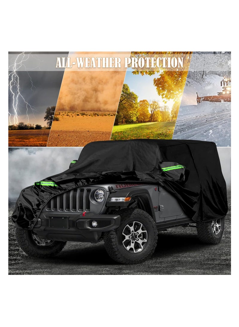Zipporah All Weather Protection Car Cover for Jeep Wrangler JK/JL (2007-2024), Waterproof Coating with Reflectors, Soft Interior Lint Layer and Zipper (Black)  - Image 5