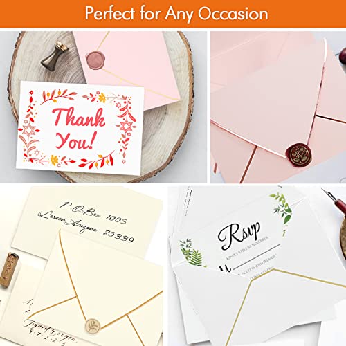 AZAZA A6 White Envelopes 4 x 6 With Gold Border,- 50 Pack, Quick Self Seal, For 4x6 Cards| Perfect for Weddings, Invitations, Photos, Graduation, Baby Shower| 250GSM Luxury paper|5.25 x 7.25 Inches (White) - Image 5