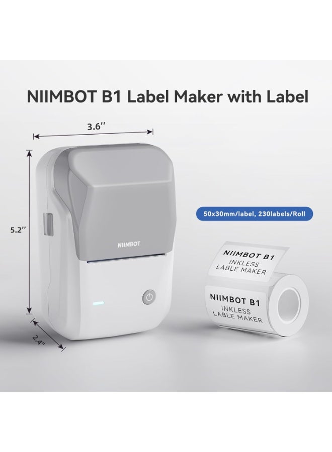 نيمبوت طابعة ملصقات حرارية B1 مع شريط أبيض مقاس 50 مم × 30 مم، صانع ملصقات بلوتوث محمول بعرض طباعة 20-50 مم، قابل لإعادة الشحن عبر USB، طابعة ملصقات حرارية سهلة الاستخدام للعمل والمكتب والفصول الدراسية والمطبخ والمنزل والتعلم والأعمال - Image 4