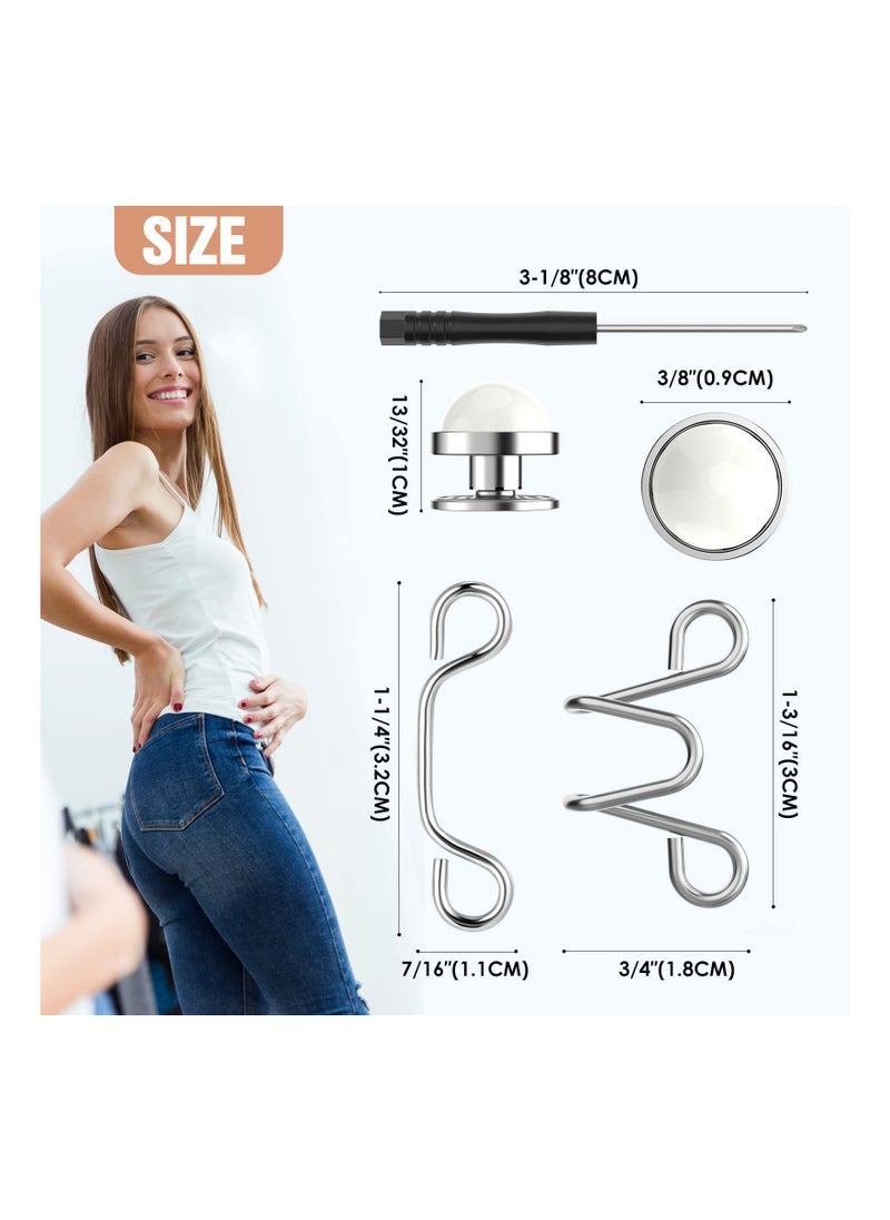 SYOSI - Jeans Button Replacement, Jean Button Pins, Detachable, No Sewing Required Instant Adjustable Button, Pant Waist Tightener for Jeans Fit Instant Button, Contains Removable Screwdriver - Image 1