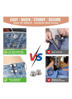 SYOSI Jeans Button Replacement, Jean Button Pins, Detachable, No Sewing Required Instant Adjustable Button, Pant Waist Tightener for Jeans Fit Instant Button, Contains Removable Screwdriver  - Image 4