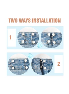 SYOSI Jeans Button Replacement, Jean Button Pins, Detachable, No Sewing Required Instant Adjustable Button, Pant Waist Tightener for Jeans Fit Instant Button, Contains Removable Screwdriver  - Image 3