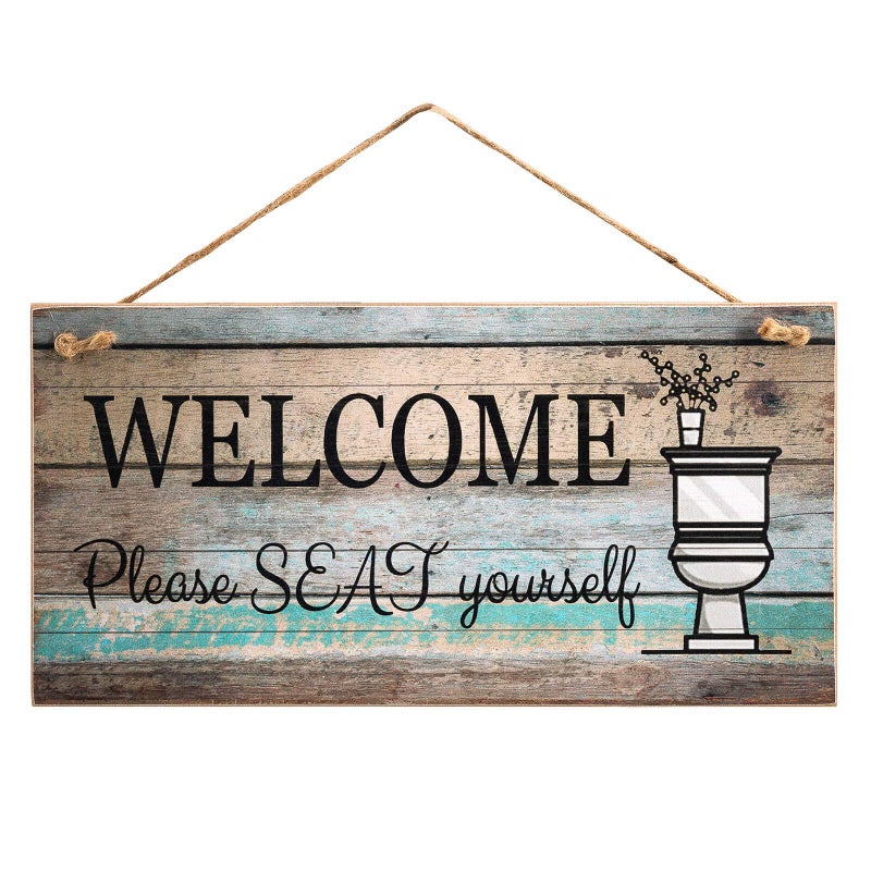 yankario funny wall d؟ cor sign for bathroom Farmhouse Rustic Wall Wall Art Decoration 12 ""؟ 6 " - Image 1