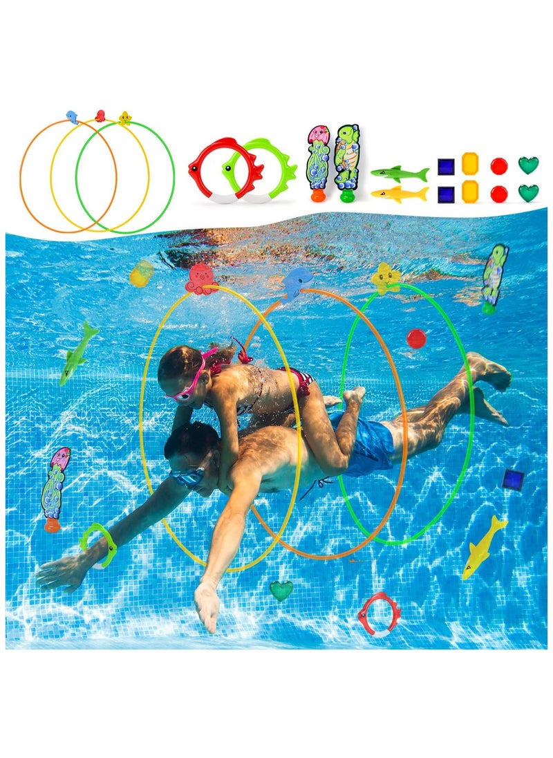 Cutie Cute 20pcs Water Sports Swim Thru Rings for Kids Water Toys - Assorted Pack Pool Toys Diving Toys for Adults Underwater Training Program Pool Games Water Swimming Sport Gifts  - Image 1