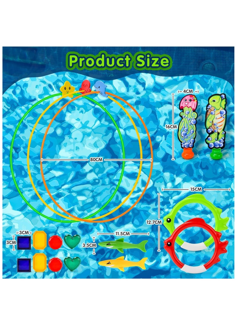 Cutie Cute 20pcs Water Sports Swim Thru Rings for Kids Water Toys - Assorted Pack Pool Toys Diving Toys for Adults Underwater Training Program Pool Games Water Swimming Sport Gifts  - Image 2