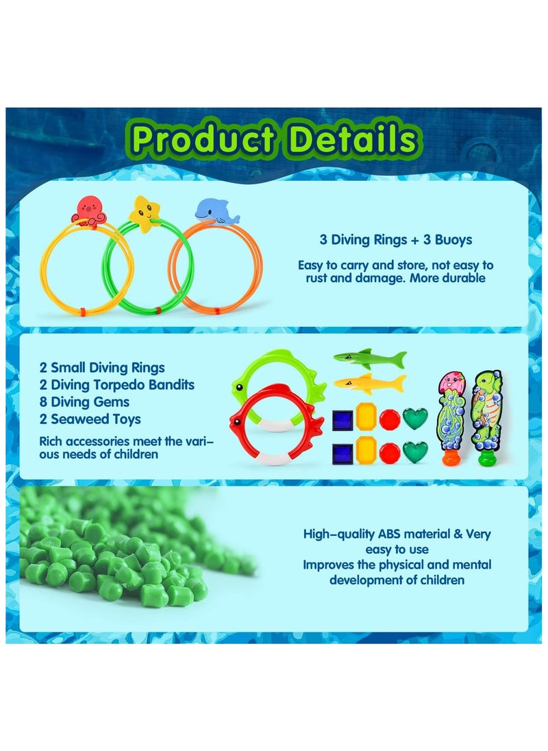 Cutie Cute 20pcs Water Sports Swim Thru Rings for Kids Water Toys - Assorted Pack Pool Toys Diving Toys for Adults Underwater Training Program Pool Games Water Swimming Sport Gifts  - Image 4