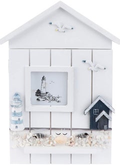 Bukela Wall Hanging Key Box Mediterranean Key Storage Case Decor Rustic Sea Beach Coastal Vintage Wall Mounted Key Management for Entryway Hallway Key Holder Lighthouse Style  - Image 1