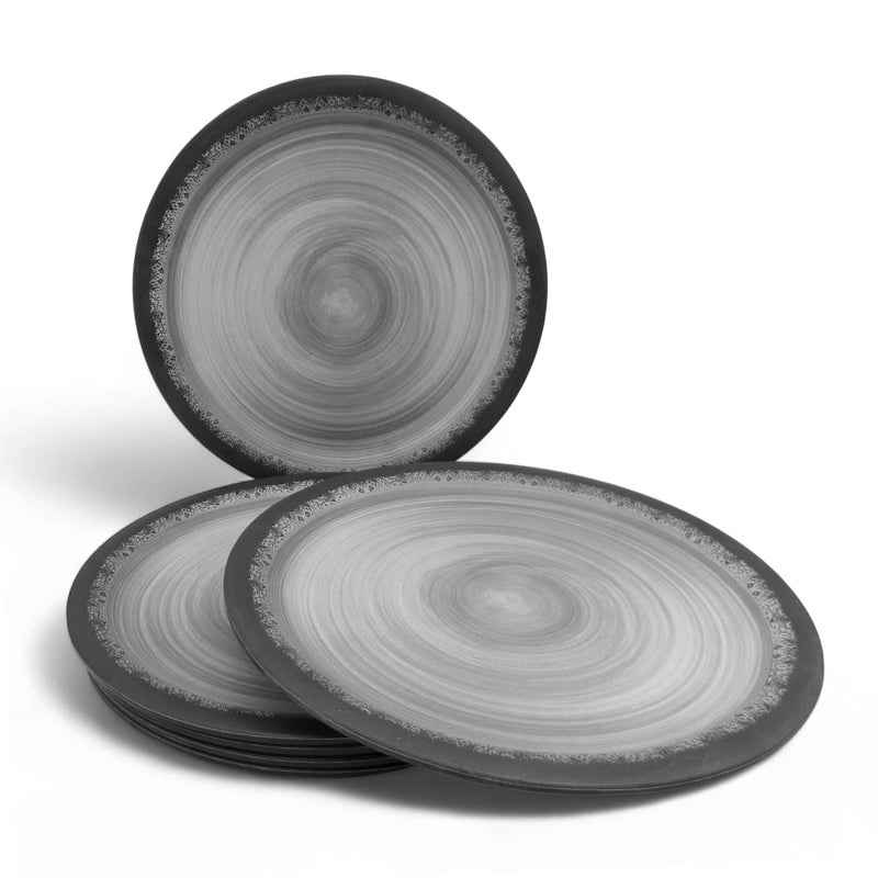 Superware سوبر وير | ميلامين نقي | مجموعة أطباق العشاء - دائرية سوداء غير لامعة 11 بوصة (6 قطع) - Image 3