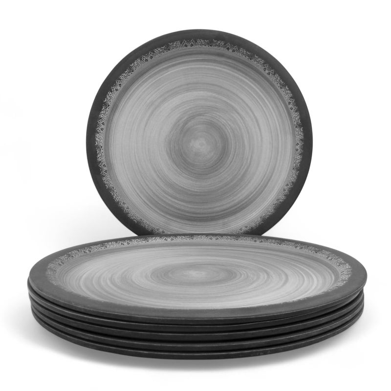 Superware سوبر وير | ميلامين نقي | مجموعة أطباق العشاء - دائرية سوداء غير لامعة 11 بوصة (6 قطع) - Image 1