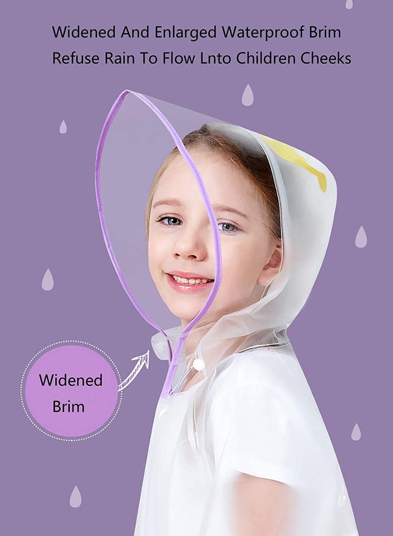 SOLARAE Boys Girls Hooded Rain Poncho Durable Waterproof Windbreaker Reusable Kids Raincoat Kindergarten Student Rainwear Transparent Kids Cartoon Raincoat Children's Schoolbag Rain Jacket Coat EVA - Image 4