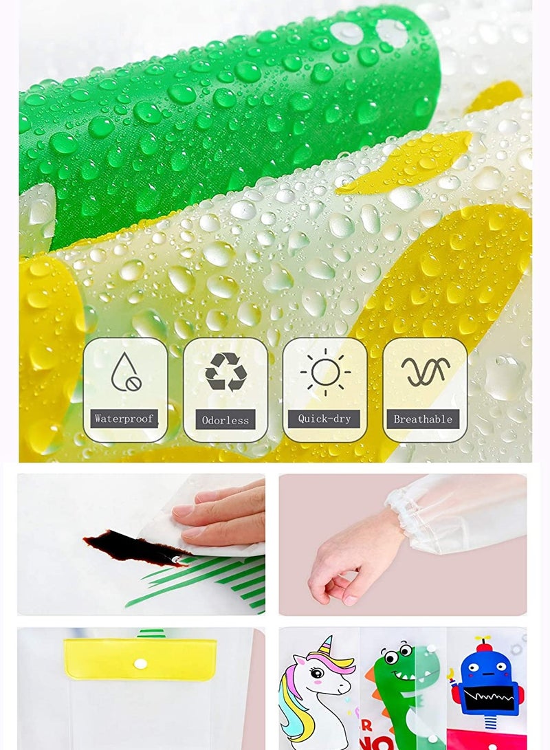 SOLARAE Boys Girls Hooded Rain Poncho Durable Waterproof Windbreaker Reusable Kids Raincoat Kindergarten Student Rainwear Transparent Kids Cartoon Raincoat Children's Schoolbag Rain Jacket Coat EVA - Image 2