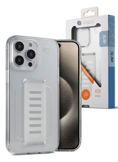 Grip2u جراب خلفي واقٍ من Grip2u Boost Slim Grip Band لهاتف Apple iPhone 15 Pro مع تقنية الحماية من السقوط والتوافق مع الشحن اللاسلكي - شفاف  - Image 1