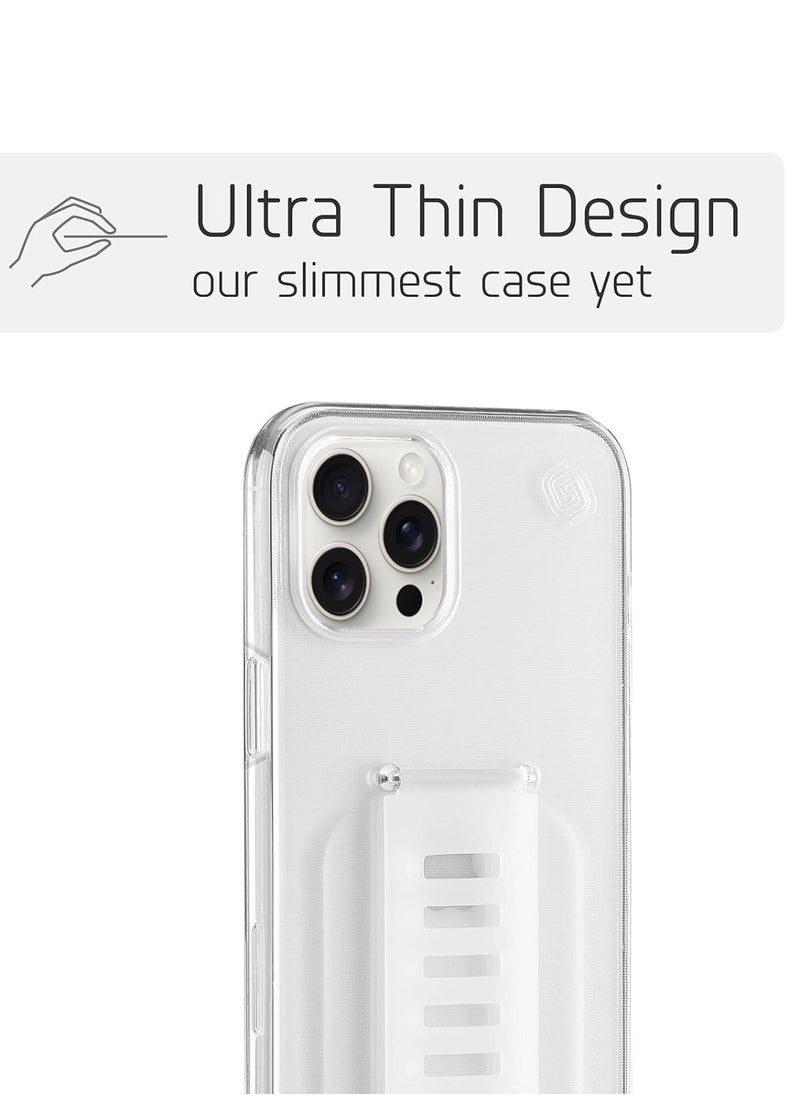 Grip2u - جراب خلفي واقٍ من Grip2u Boost Slim Grip Band لهاتف Apple iPhone 15 Pro مع تقنية الحماية من السقوط والتوافق مع الشحن اللاسلكي - شفاف - Image 1