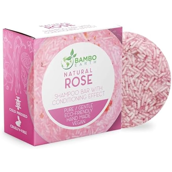 BAMBOEARTH SOLID SHAMPOO BAR AND CONDITIONER EFFECT HAIR SOAP  100% ORGANIC SHAMPOO BARS FOR HAIR WITH ALL NATURAL PLANT BASED ESSENTIAL OILS AND ZERO WASTE BIODEGRADABLE PACKAGING (ROSE) - Image 2