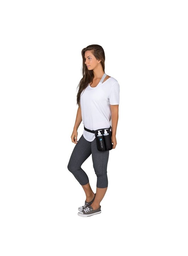 Massage Bottle Holster Double Kit - Incl. 2 Bottles & Heavy Duty, Adjustable Double Holster for Massage Oil & Massage Lotion (2x 8oz) , Black