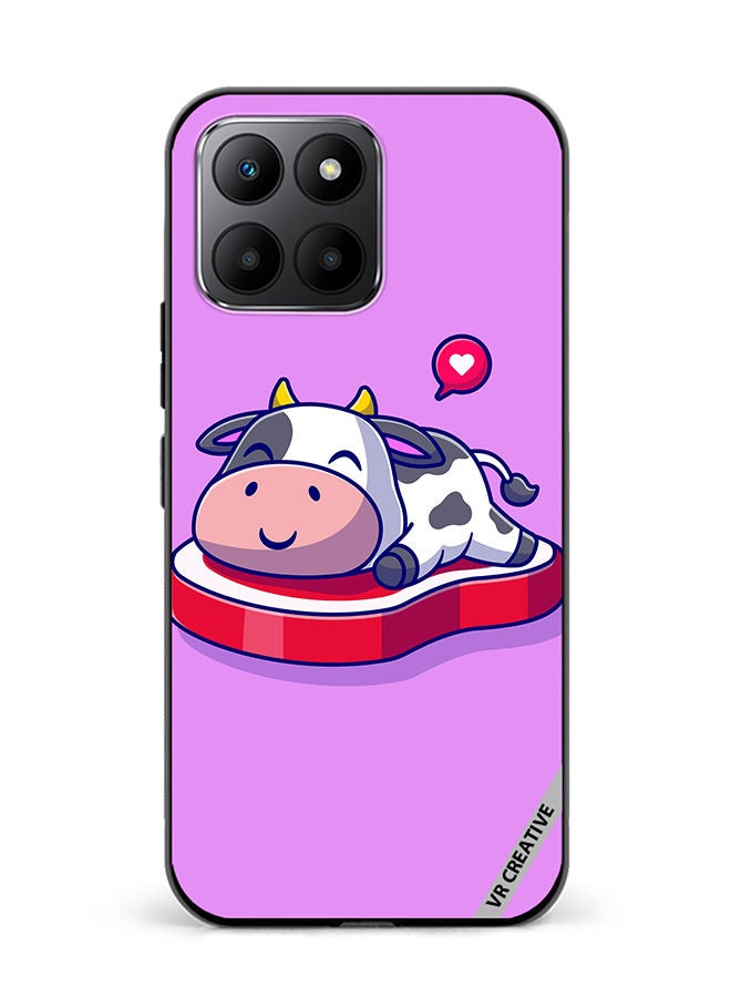 VR CREATIVE Protective Case Cover For Honor 70 Lite Cute Cow Sleeping On Beef Steak Cartoon Design Multicolour - Image 1