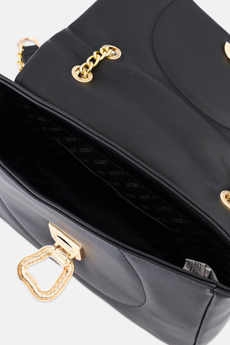 VINCE CAMUTO Women Verona Faux Leather Shoulder Bag, Black  - Image 3