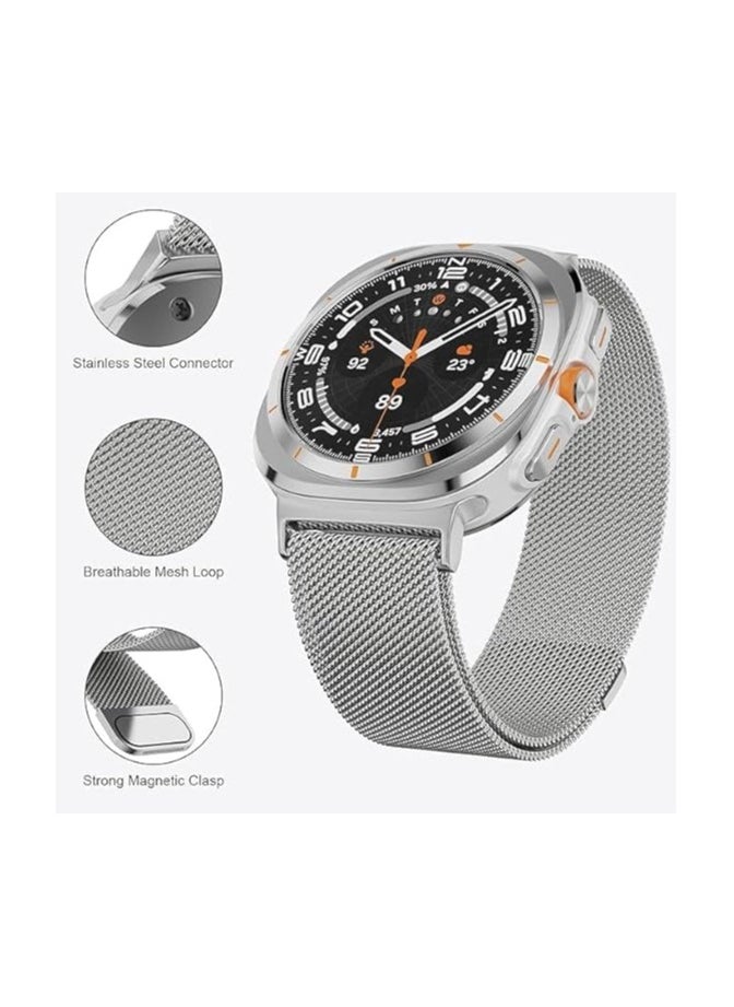 Generic - Magentic Metal Strap Samsung Galaxy Watch 7 Ultra 47mm (2024) - Silver - Image 1
