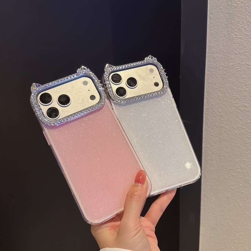 2 In 1 Cat Ear Glitter Shockproof Phone Case For iPhone 15 Pro - Image 4