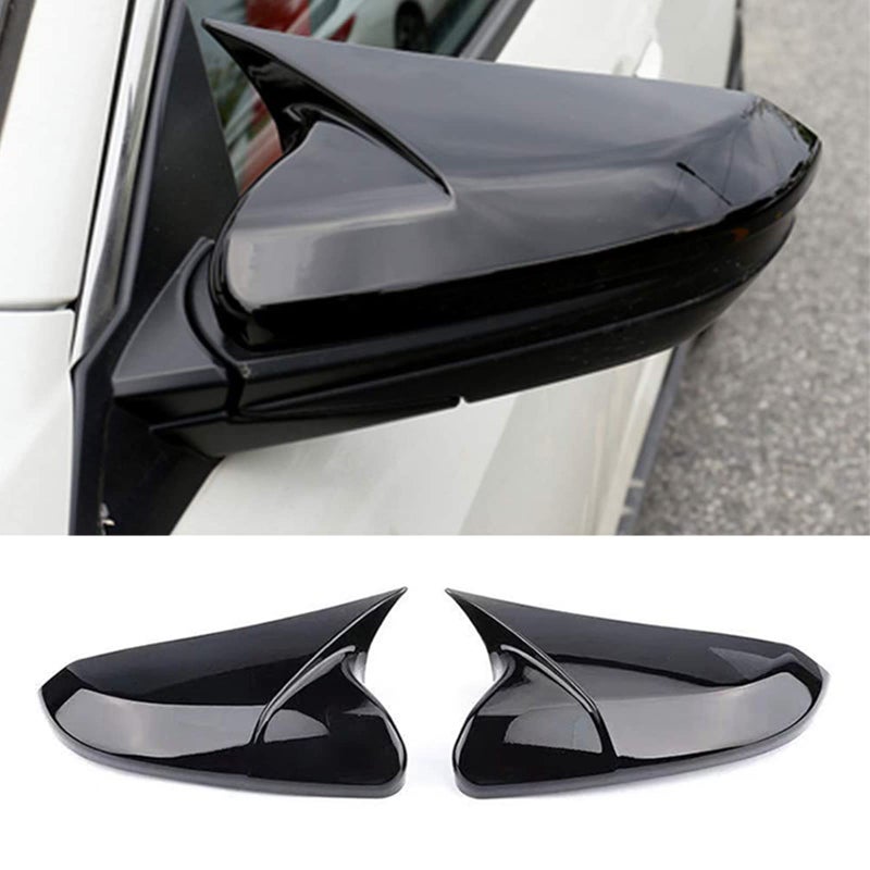 Lotcesfun Rearview Mirror Cover Compatible with Honda Civic 10th Gen 20162021 ABS Material Ox Horn Door Side Mirror Trim Cover Bright black 2 Pcs