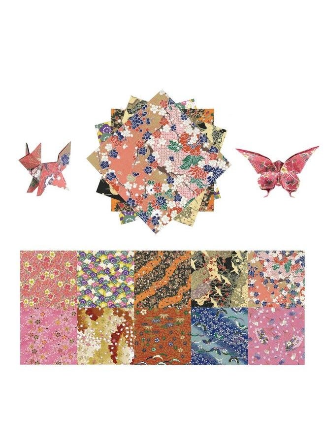 Qianshan Origami Paper Kit 50 Sheets 6 Inch Square Double Sided Color 10 Vivid Sakura Washi Chiyo Colors For Hand Crafts Origami Paper Arts Creativity.Cherry Blossoms  - Image 1