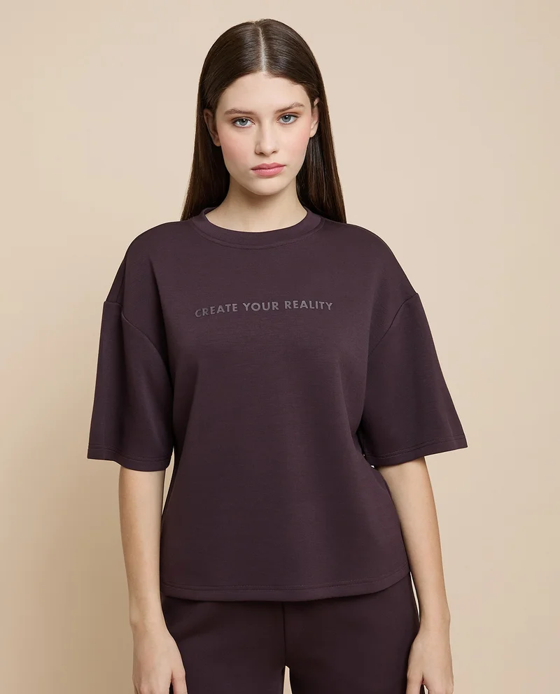 أر أند بي Printed T-Shirt with Crew Neck and Short Sleeves