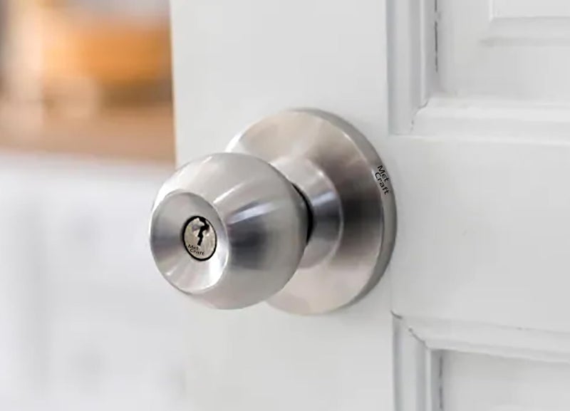 Met Craft Room Door Knob Lock - with 3 Brass Key Cylindrical Lock for Bedroom/Main Door/Tubular Door Knob/Handle (Silver Matt, 60 mm Backset) - Image 1