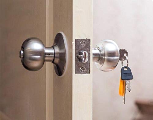 Met Craft Room Door Knob Lock - with 3 Brass Key Cylindrical Lock for Bedroom/Main Door/Tubular Door Knob/Handle (Silver Matt, 60 mm Backset) - Image 4