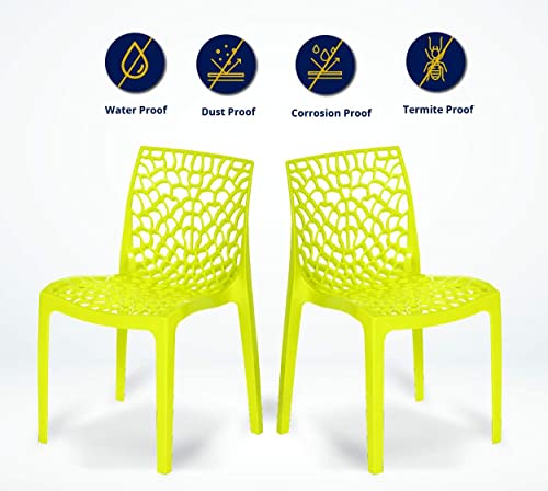 Binani Web Dining/Cafeteria/Designer Armless Heavy Duty Plastic Chair for Home,Office and Garden (Set of 4, Yellow) - Image 5