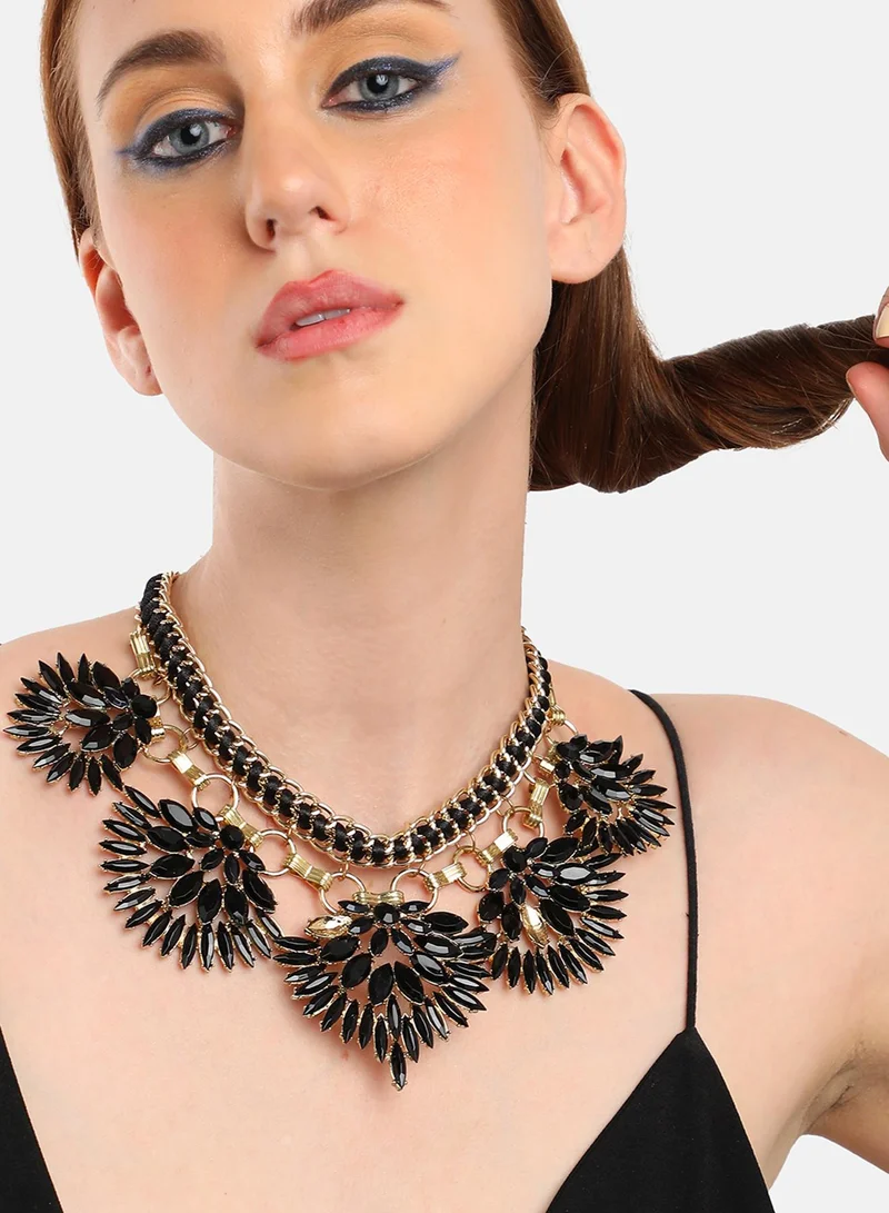 سوهي قلادة مطلية بالذهب مصممة للحفلات من الحجر