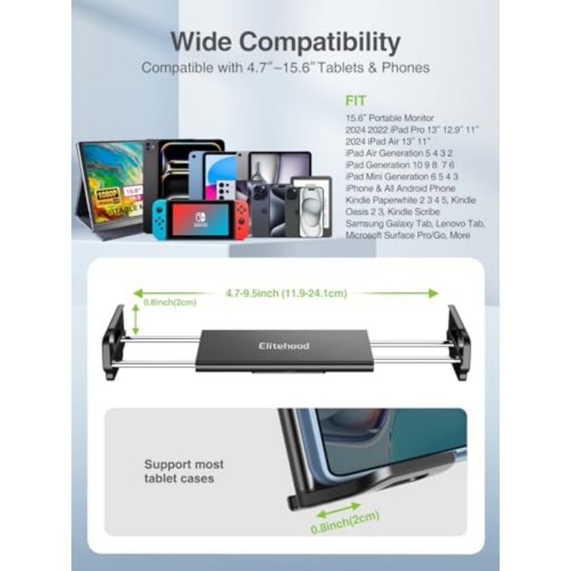 Aluminum iPad Stand Floor Tripod Holder for Musicians 165cm Adjustable Heavy Duty Black Stand for iPad Pro 12.9/11, Air, Mini, 4.7-13 Tablets Phones - Image 3