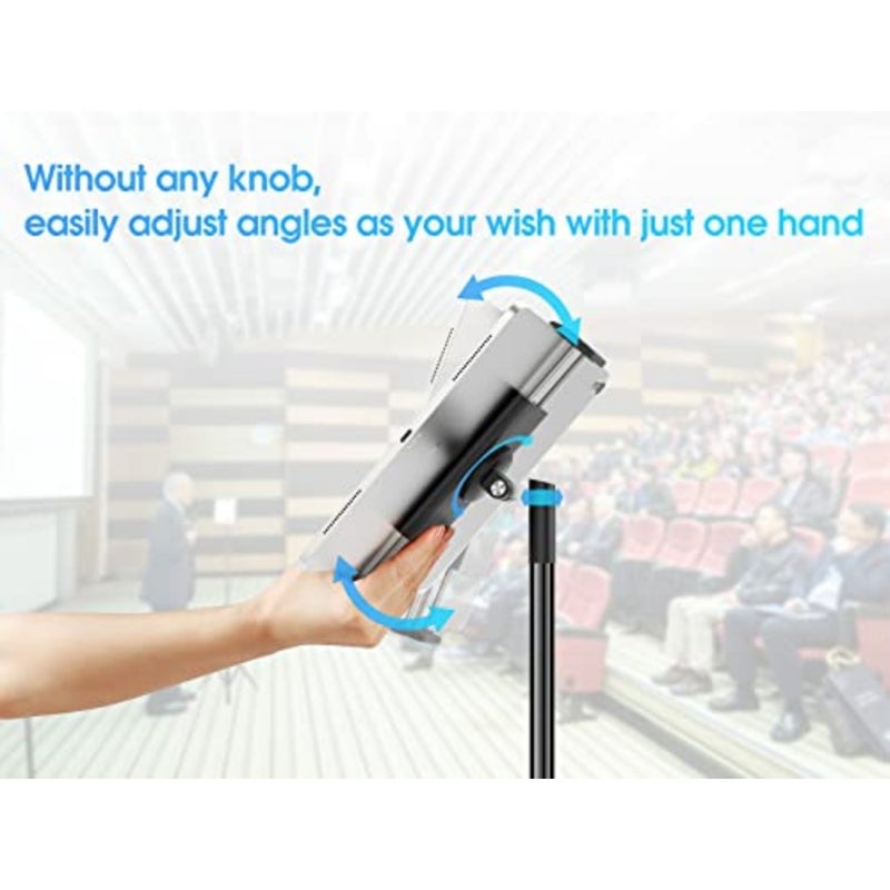 Aluminum iPad Stand Floor Tripod Holder for Musicians 165cm Adjustable Heavy Duty Black Stand for iPad Pro 12.9/11, Air, Mini, 4.7-13 Tablets Phones - Image 5