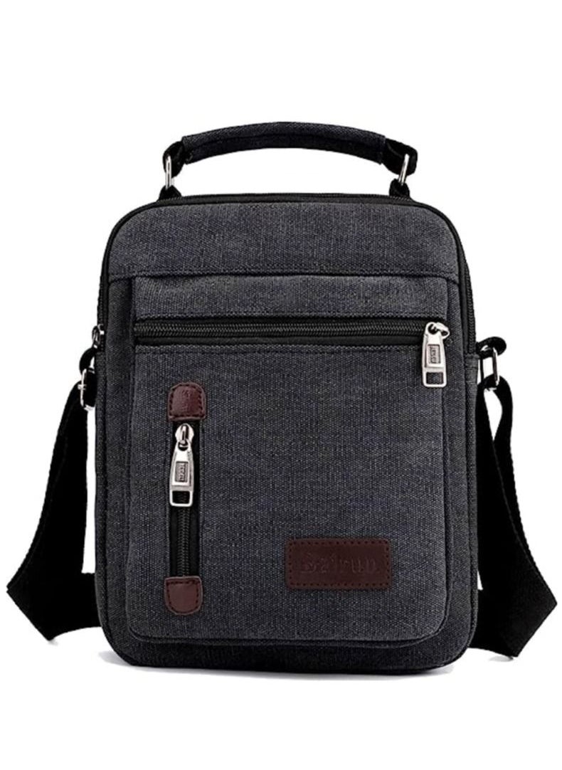 WEIXIER - Mens Shoulder Bag Canvas Messenger Bags Travel Crossbody Bag Large Capacity Casual Handbag with Multiple Pockets for Working Shopping Hiking Daily Use - Image 1