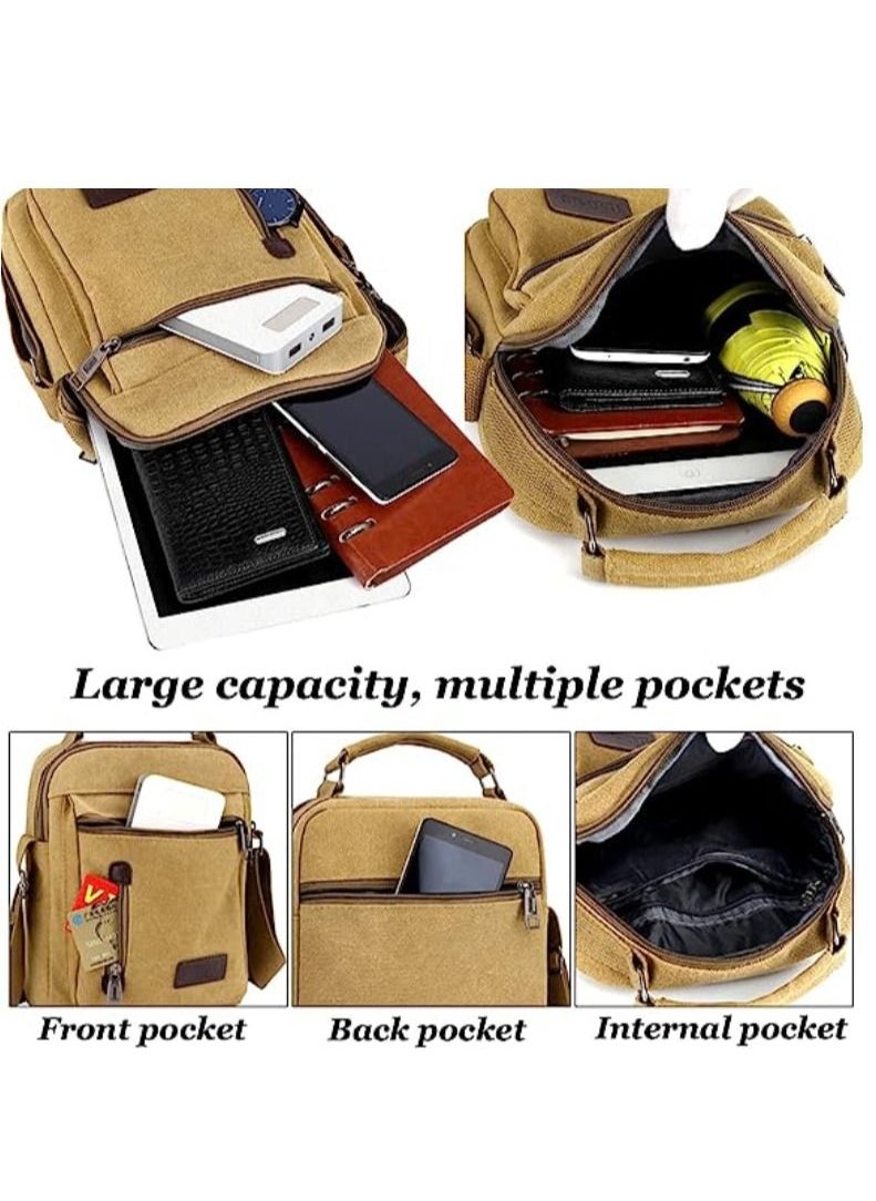 WEIXIER - Mens Shoulder Bag Canvas Messenger Bags Travel Crossbody Bag Large Capacity Casual Handbag with Multiple Pockets for Working Shopping Hiking Daily Use - Image 1