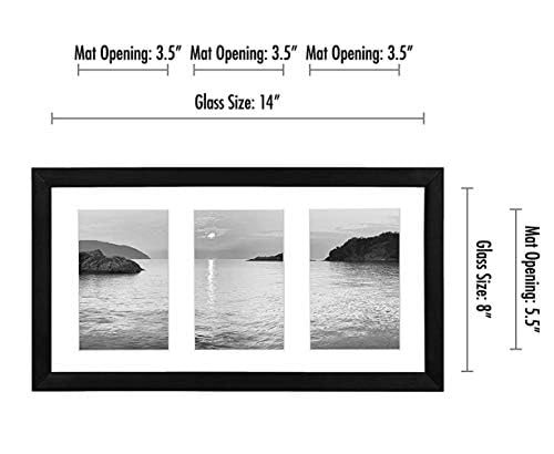 Americanflat 4x6 Collage Picture Frame with Shatter-Resistant Glass - Fits Three 4x6 Photos or Use as One 8x16 Picture Frame - Signature Collection - Collage Frames for Tabletop and Wall - Black - Image 2