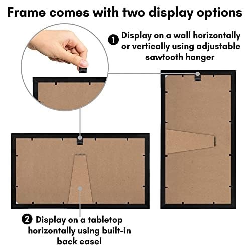 Americanflat 4x6 Collage Picture Frame with Shatter-Resistant Glass - Fits Three 4x6 Photos or Use as One 8x16 Picture Frame - Signature Collection - Collage Frames for Tabletop and Wall - Black - Image 5