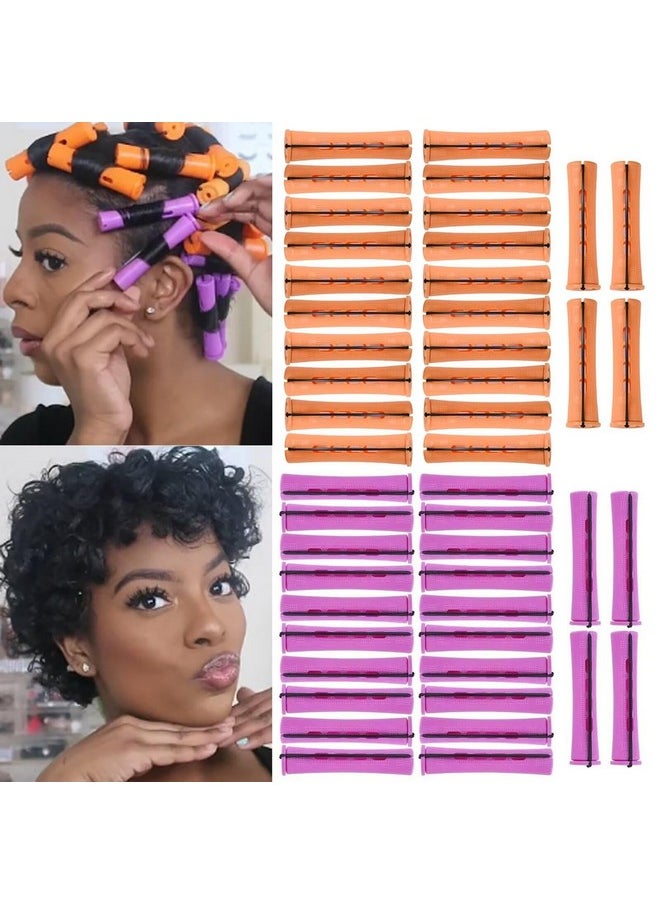 ALIABSION 48 Pieces Perm Rods Set For Natural Hair Cold Wave Rods Hair Rollers Curlers Plastic Hair Curling Rods For Curling Hair 2 Sizes Perm Rods For Long Short Hair (Orange 0.87Inch Purple 0.75Inch)  - Image 1