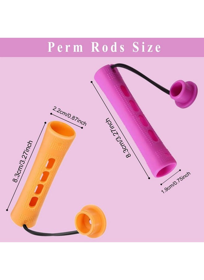 ALIABSION 48 Pieces Perm Rods Set For Natural Hair Cold Wave Rods Hair Rollers Curlers Plastic Hair Curling Rods For Curling Hair 2 Sizes Perm Rods For Long Short Hair (Orange 0.87Inch Purple 0.75Inch)  - Image 2