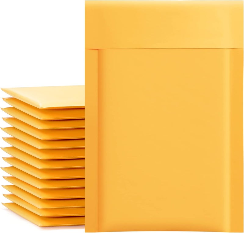 UCGOU Bubble Mailers 4x8 Inch Yellow 100 Pack Usable Size 4x7 Inch Kraft Padded Envelopes Small Business Mailing Packages Opaque Self Seal Boutique Shipping Bags Mailer Shipping Envelope Bubble Mailer - Image 1