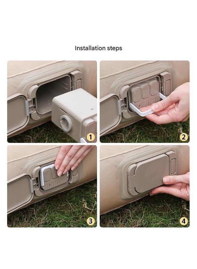 Air Mattress with Built-in Pump - Quick Inflation & Deflation, Portable Inflatable Bed for Guests, Camping & Home Use - Sturdy Comfort Beige colour - Image 4