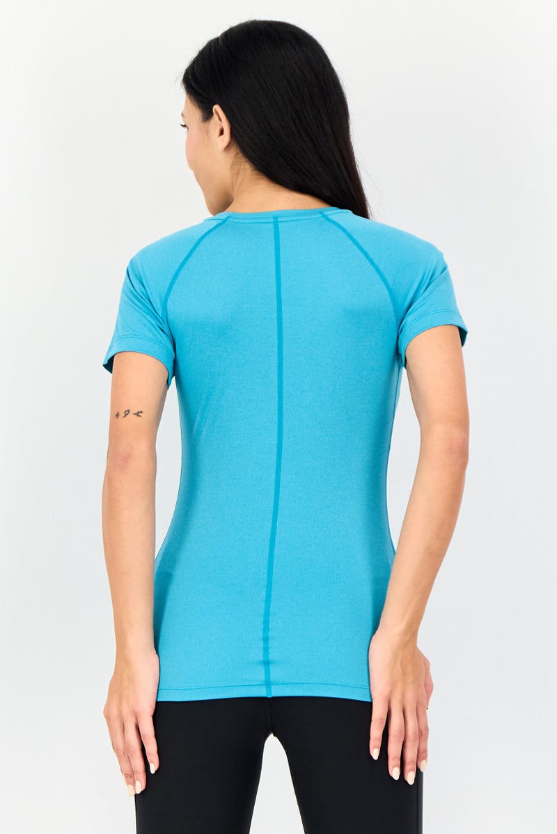 asics تي شيرت جري نسائي قصير الأكمام، أزرق مائي - Image 2