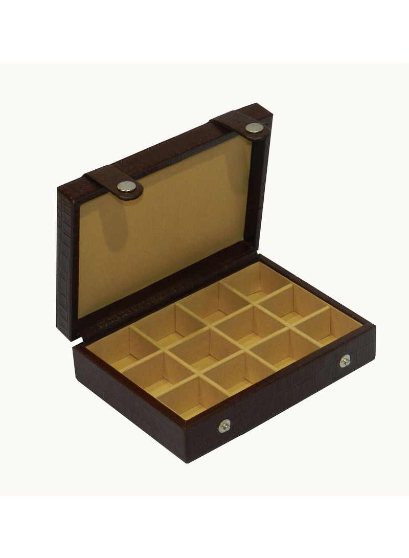 LAVERI LEATHER صندوق عرض تخزين أزرار الكم مع حامل خواتم لعرض المتجر، عرض المجوهرات والمنزل ~ منظم صينية المجوهرات - Image 4