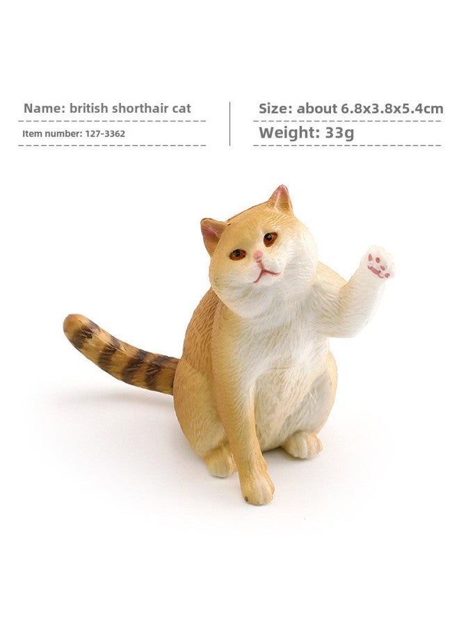 Children's Mini Simulation Pet Cat Model Orange Cat Fat Cat British Short-haired Cat Pastoral Cat Decorative Ornaments-Color:Pl127-3362 British Shorthair Cat 33g  - Image 1