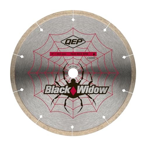 QEP 8" Black Widow Premium-Grade, Thin Rim Diamond Blade for Wet Cutting of Porcelain, Ceramic, Granite and Marble Tile - Image 2