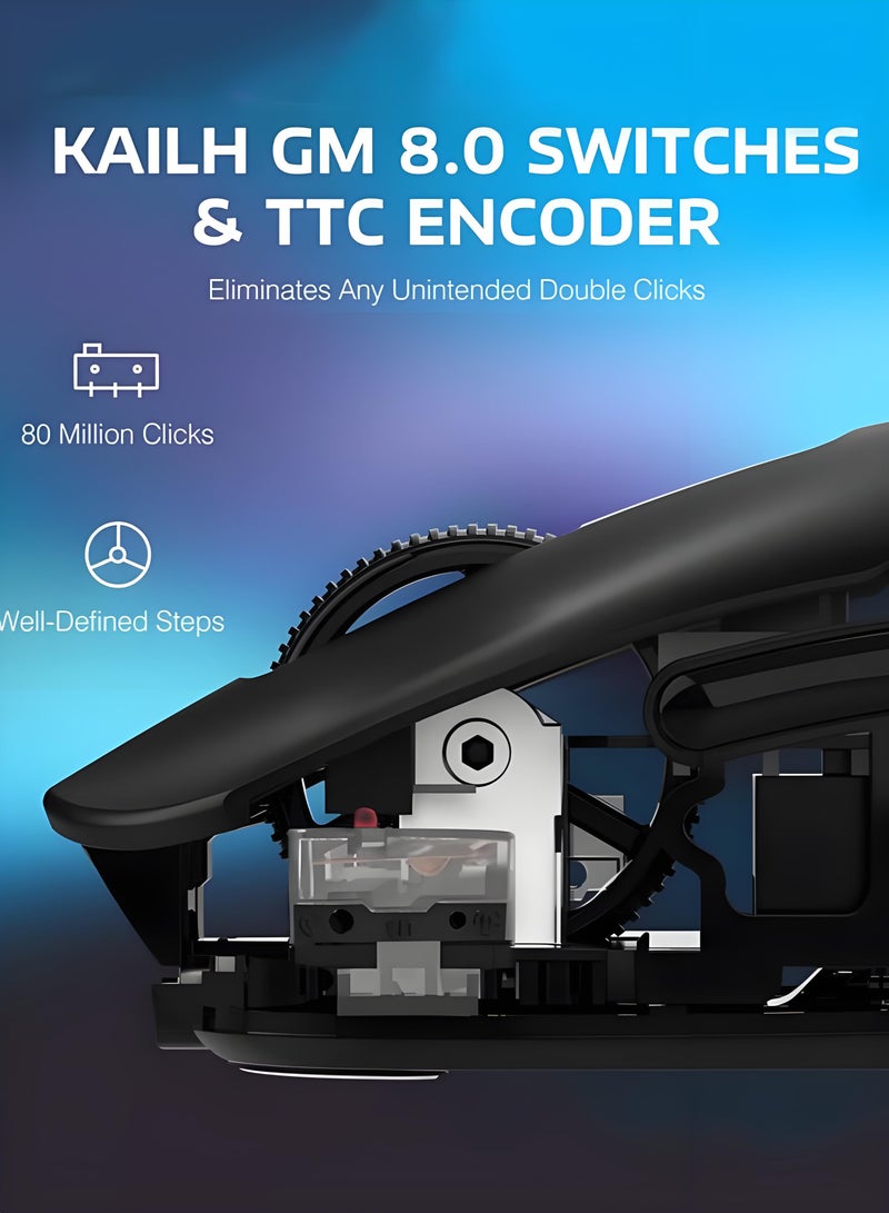 Attack Shark X3 Lightweight Wireless Gaming Mouse with Tri-Mode 2.4G/USB-C Wired/Bluetooth,Up to 26K DPI, PAW3395 Optical Sensor,5 programmable Buttons for PC/Laptop/Win/Mac - Image 4