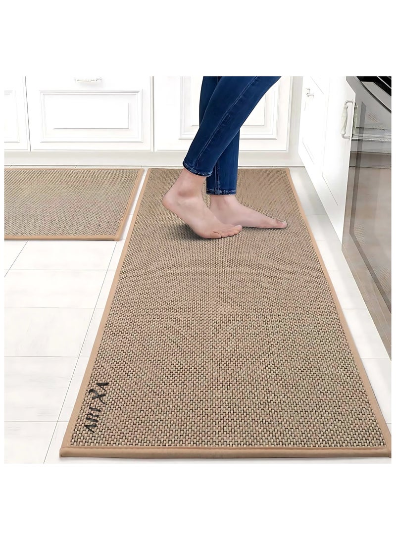 AREXA Non-Slip Premium 2PCS Kitchen Rugs and Mats Washable Rubber Backed Floor Mats for Sink Area, Laundry Room, Hallway 44x75cm + 44x120cm Water Absorbent & Anti-Fatigue Comfort - Image 2