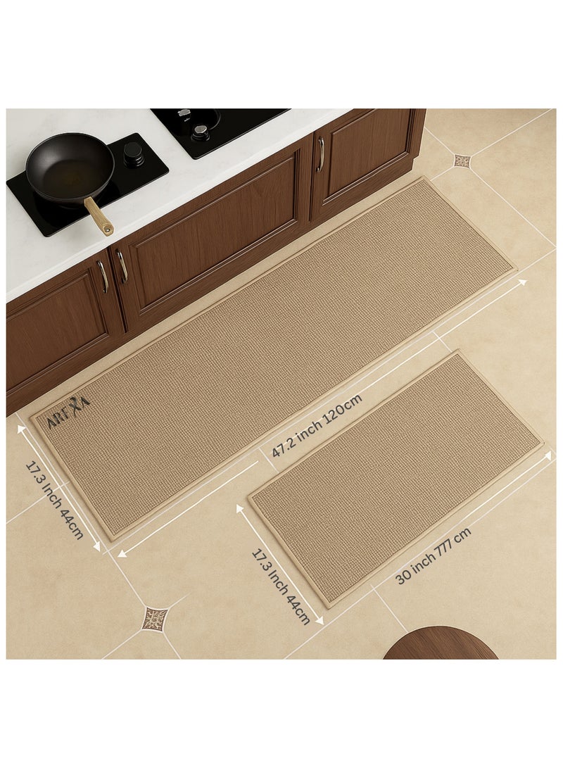 AREXA Non-Slip Premium 2PCS Kitchen Rugs and Mats Washable Rubber Backed Floor Mats for Sink Area, Laundry Room, Hallway 44x75cm + 44x120cm Water Absorbent & Anti-Fatigue Comfort - Image 3