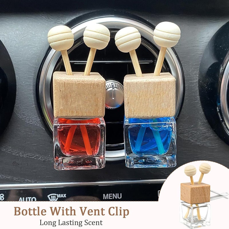 Xaztr 30 Pack Car Diffuser Air Freshener Bottle - 8 ml Clear Glass Essential Oil Diffuser with Wooden Caps and Vent Clip - Image 4